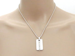 TIFFANY & CO Sterling Silver Atlas Tag Beaded Chain Pendant Necklace