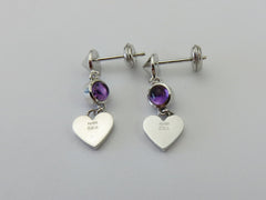 GUCCI Sterling Silver Amethyst Heart Tag Earrings