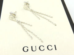 Gucci Sterling Silver Trademark Heart Dangle Earrings Rare