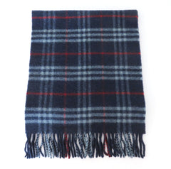 Burberry Navy Check Lambswool Scarf