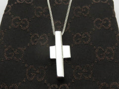 Gucci Sterling Silver Cross Pendant Necklace