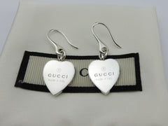 Gucci Sterling Silver Trademark Heart Dangle Earrings