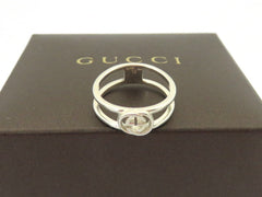 GUCCI Sterling Silver Interlocking GG Logo Ring Size 5.75