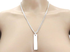 Gucci Sterling Silver Logo Bar Double Ball Chain Pendant Necklace
