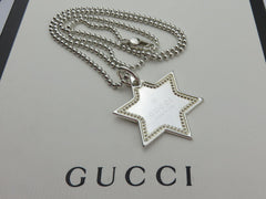 Gucci Sterling Silver Large Star Ball Chain Unisex Pendant Necklace