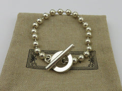 Gucci Sterling Silver Beaded Chain Circle Toggle Bracelet