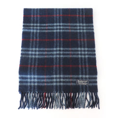 Burberry Navy Check Lambswool Scarf