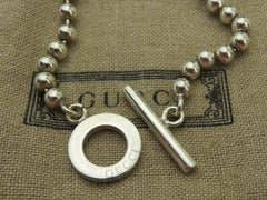 Gucci Sterling Silver Beaded Chain Circle Toggle Bracelet
