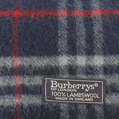 Burberry Navy Check Lambswool Scarf