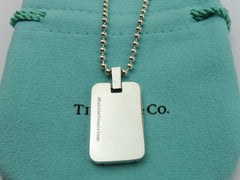 TIFFANY & CO Sterling Silver Atlas Tag Beaded Chain Pendant Necklace