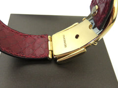 GUCCI Red Leather Gold Tone Metal Belt Bangle Bracelet