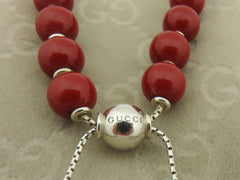 Gucci Sterling Silver Red Beads Slider Bracelet
