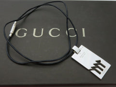 Gucci Sterling Silver VIRGO Pendant Black Leather Cord Necklace
