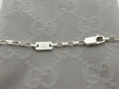 Gucci Sterling Silver Logo Bar Venetian Chain Pendant Necklace