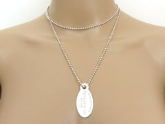 TIFFANY & CO Sterling Silver Return to TIFFANY Oval Tag Long Bead Chain Necklace