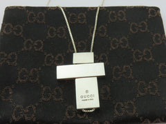 Gucci Sterling Silver Large Cross Long Chain Pendant Necklace